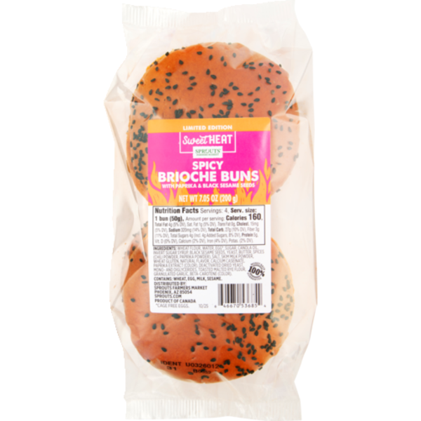 Sprouts Spicy Sweet Heat Brioche Buns With Paprika & Black Sesame Seeds