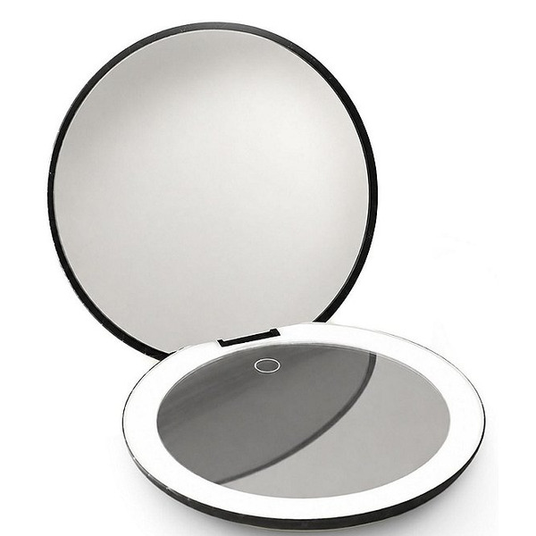 Ilios Lighting Co. Matte Black LED Compact Mirror