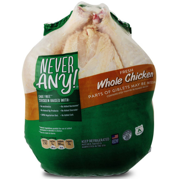 Never Any! USDA Fresh Whole Chicken, per lb Same-Day Delivery or