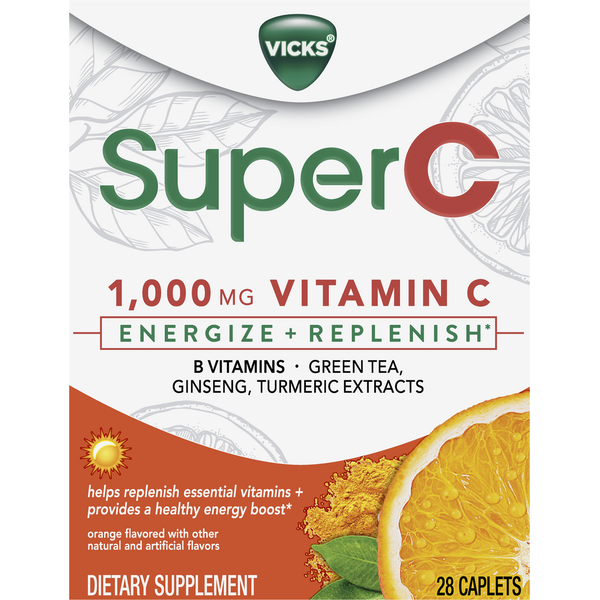 トップス vitamin Vicks Vitamin C & Zinc, 1,000 mg, Orange, Caplets Same-Day