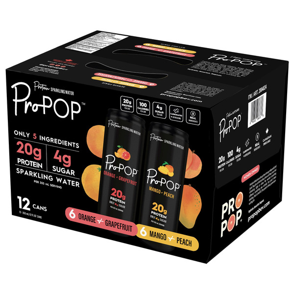 ProPOP Orange & Grapefruit and Mango & Peach Protein Sparkling Water Variety Pack