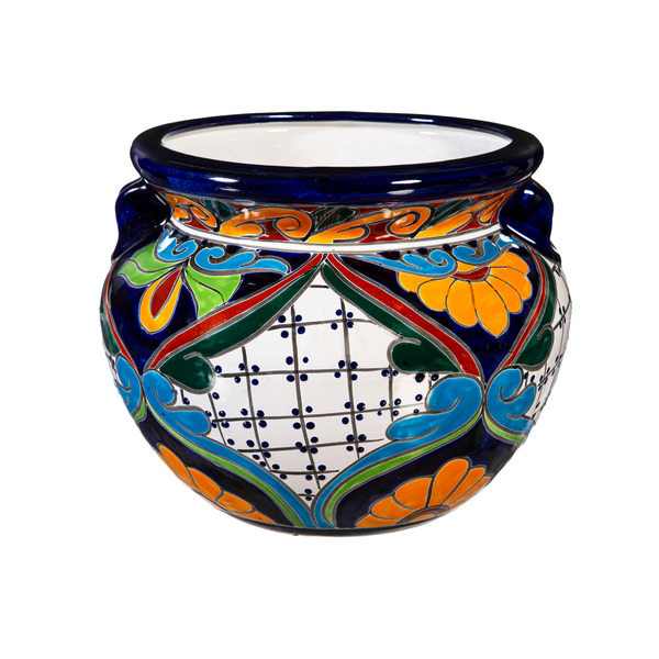 Style Selections 12.0-in W x 12.0-in L x 10-in H Multi-color Clay Urn Indoor Planter