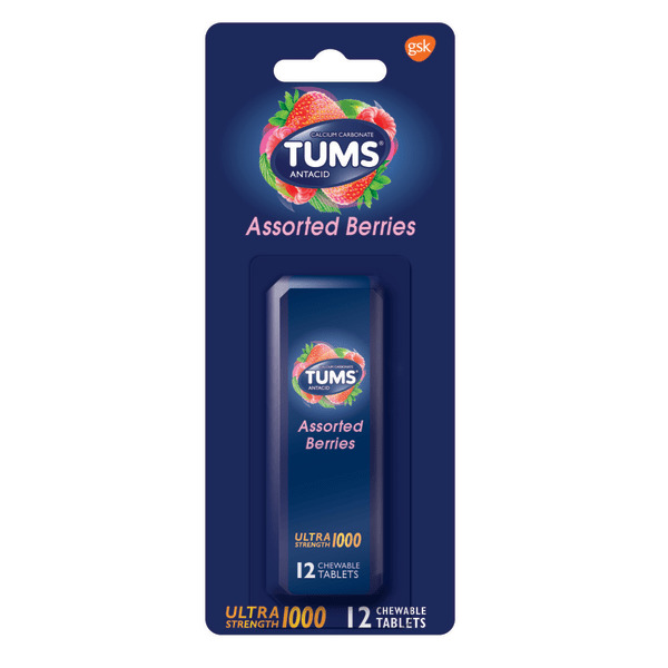 TUMS Antacid Ultra Strength 1000 Mg Chewable Tablets Assorted Berries
