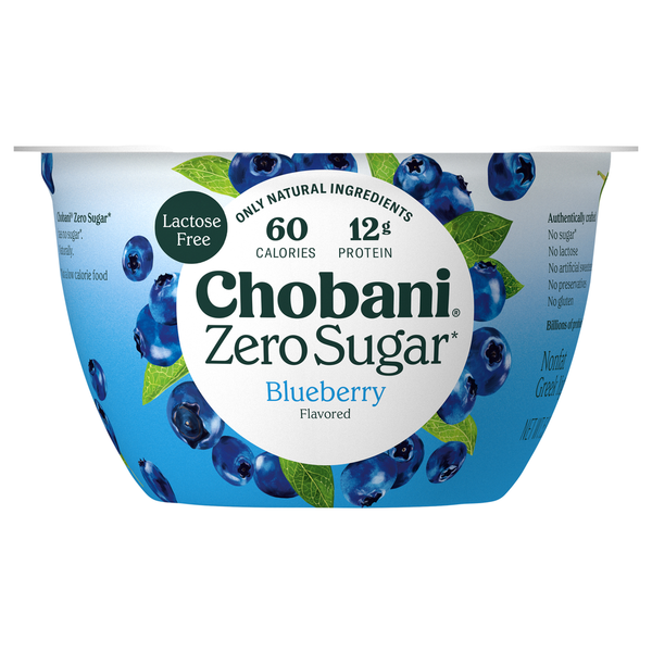 Chobani Zero Sugar Nonfat Blueberry Flavored Greek Yogurt