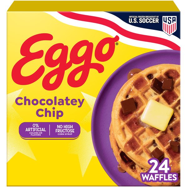 Eggo Chocolatey Chip Waffles, Breakfast Food, Family Pack, 24 Count