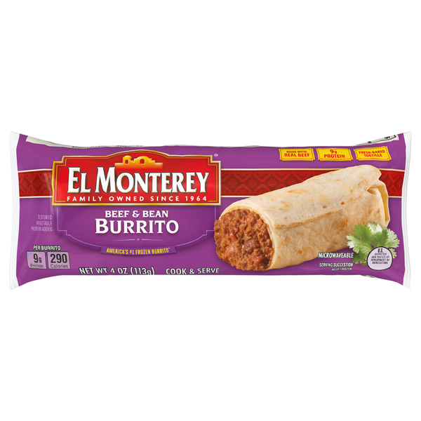 El Monterey Beef & Bean Burritos, Single Serve