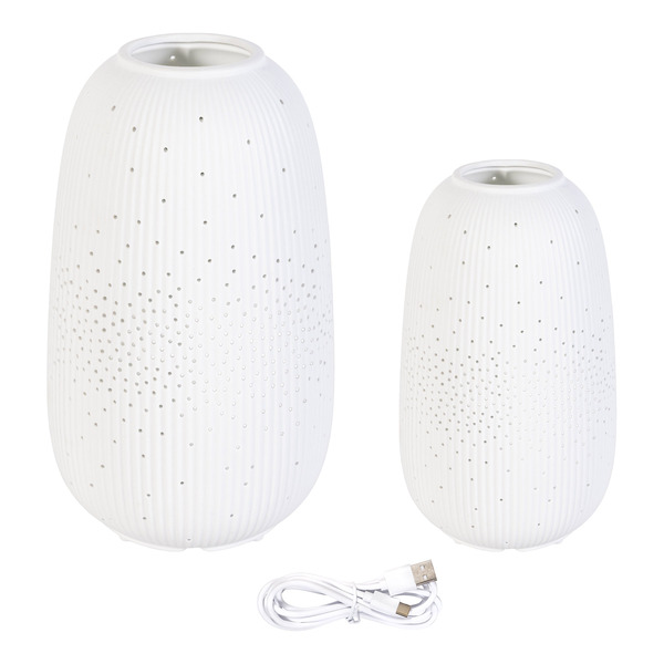 Evergreen LED Porcelain Lantern 2-Piece Set