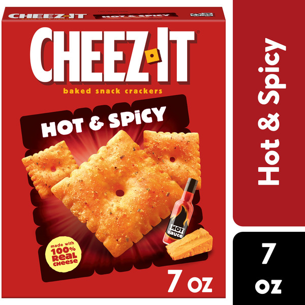 Cheez-It Hot and Spicy Cheese Crackers, Baked Snack Crackers Same