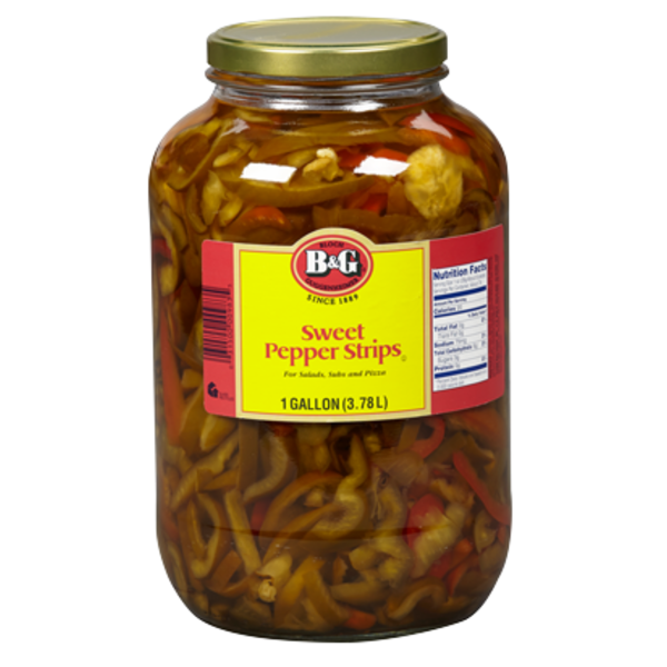 B&G - Sweet Green & Red Pepper Strips - gallon