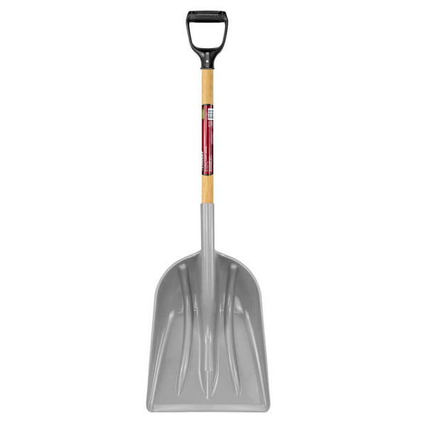 Husky 31 In. Wood Handle D-grip Poly Scoop Shovel