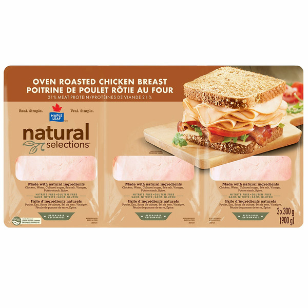 Maple Leaf Natural Selections Sliced Oven Roasted Chicken Breasts