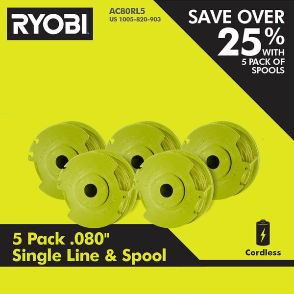 Ryobi 0.080 In. Replacement Auto-feed Line Spools (5-pack)