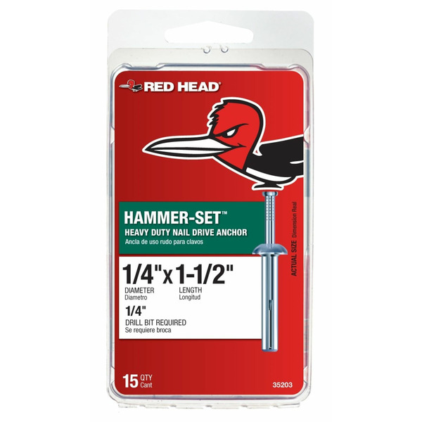 Red Head Hammer-Set 1/4-in x 1-1/2-in Nail-Drive Anchors 15-Pack