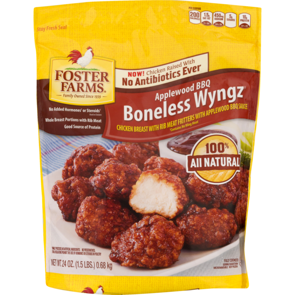 Foster Farms Chicken, Boneless Wyngz, Applewood BBQ, Bag ...