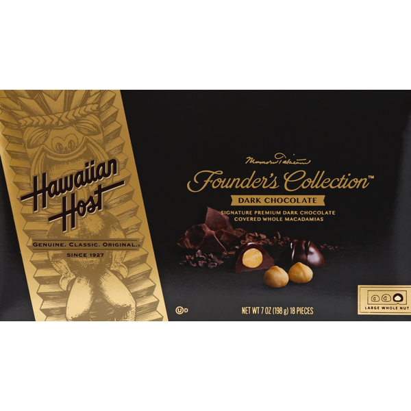 Hawaiian Host Macadamias, Whole, Dark Chocolate Covered