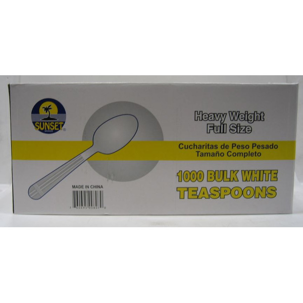 Sunset - White Heavy Weight Plastic Teaspoons - 1000 ct