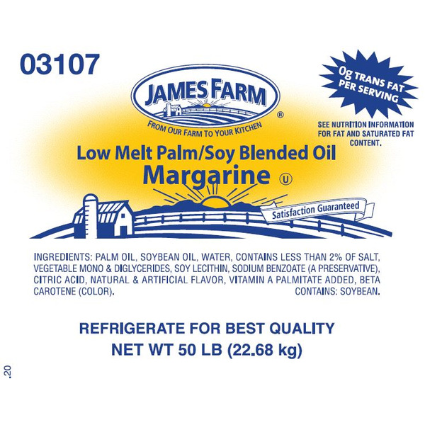 James Farm - Zero Trans Fat Margarine Cube - 50 lb Block