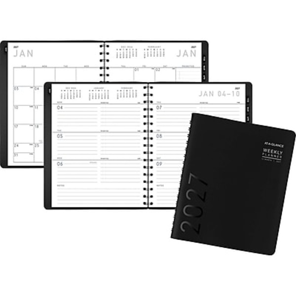 AT-A-GLANCE 2027 Contemporary Weekly/Monthly Planner, 7 x 8 3/4 in - Black