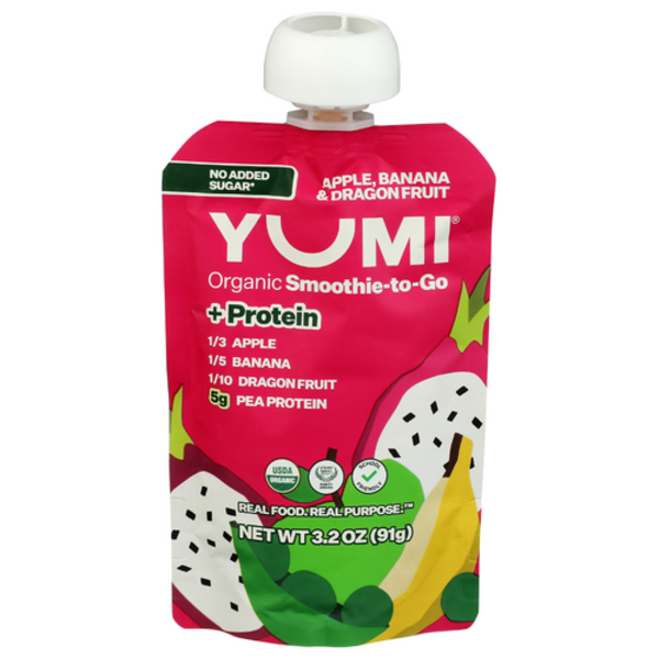 Yumi Organic Apple, Banana & Dragon Fruit + Protein Smoothie-To-Go