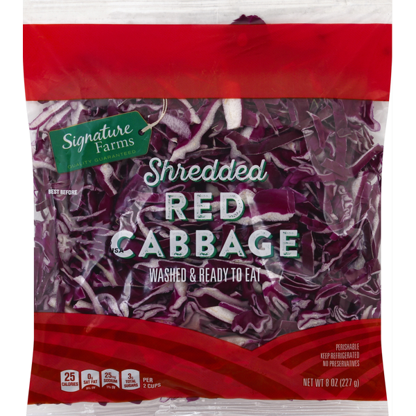 Signature Farms Red Cabbage, Shredded