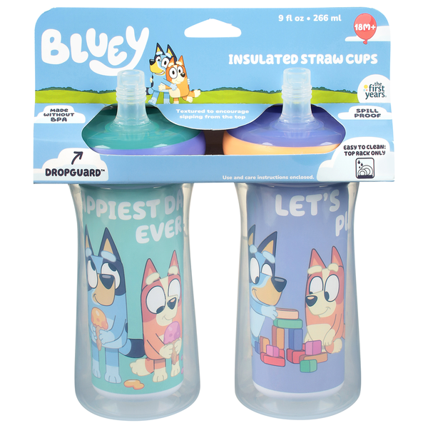 The First Years Insulated Bluey 18M+ 9 Fl Oz Straw Cups