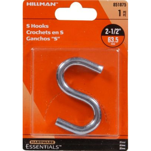 Hillman Hardware Essentials 120 lb. 0.307 in. x 2-1/2 in. S-Hook, Zinc