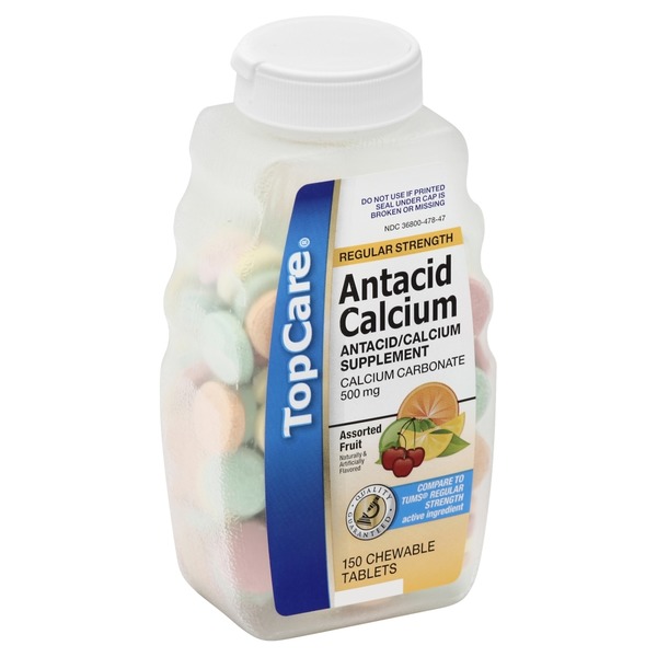 TopCare Regular Strength Antacid Calcium Carbonate 500 Mg Chewable