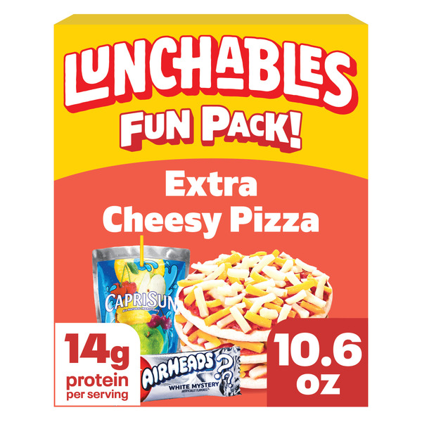 Lunchables Extra Cheesy Pizza Kids Lunch Snack Meal Kit with Capri Sun Drink & Airheads