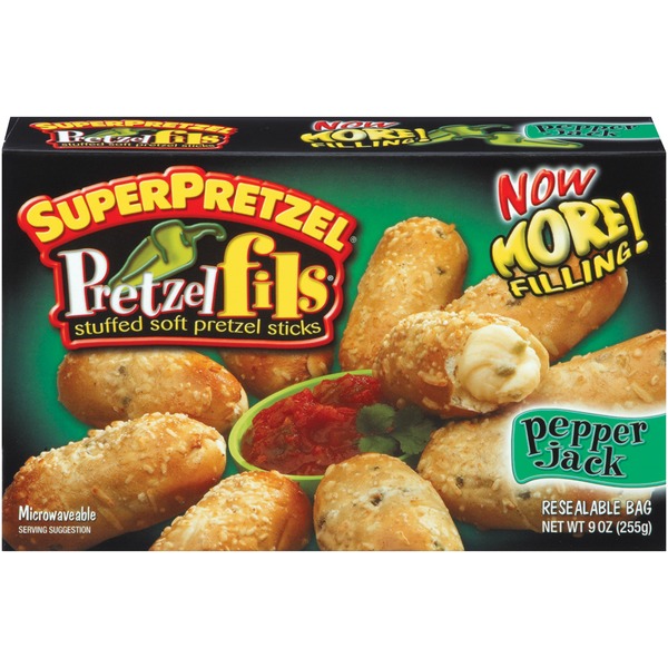 SuperPretzel Pepper Jack Stuffed Soft Pretzel Sticks Pretzelfils (9 oz