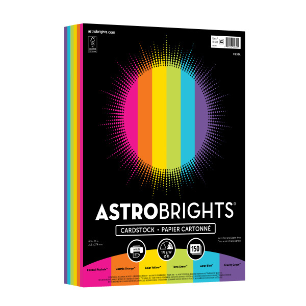 Astrobrights 150 Sheets Bright Colors Fiesta Assortment Colored Cardstock 8.5 x 11