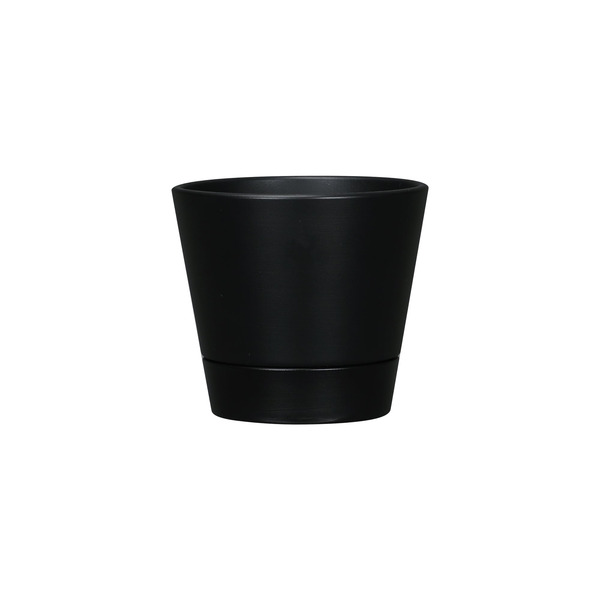 allen + roth 5.28-in W x 5.28-in L x 5.2-in H Black Plastic Round Indoor Self Watering Planter