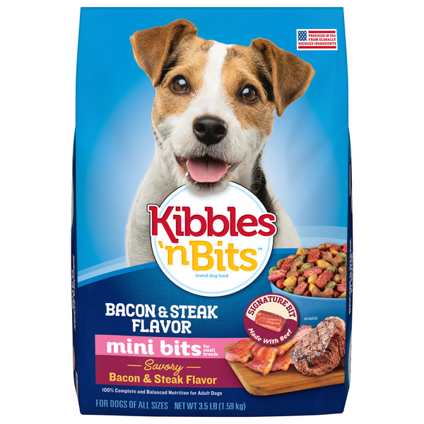 Kibbles 'n Bits Mini Bits Small Breed Dry Dog Food, Savory Bacon & Steak Flavor, 3.5 lb Bag