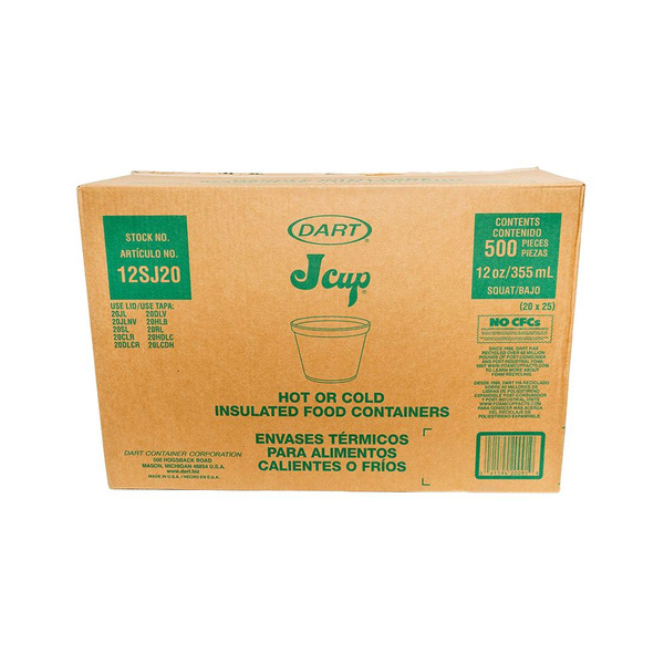 Dart - 12SJ20- 12 oz Foam Squat Cup Container - 500 ct