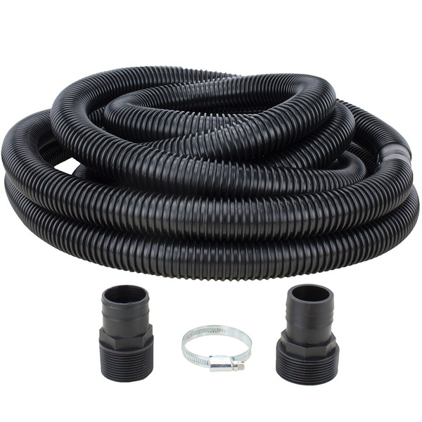 H2OPRO Sump Pump Discharge Kit 24' 1-1/4" Hose- 1-1/2" and 1-1/4" Adapters
