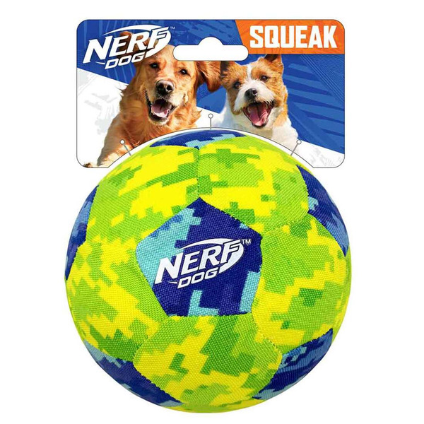 Nerf Nylon AirTuff Digital Camo Soccer Dog Toy - Blue & Green