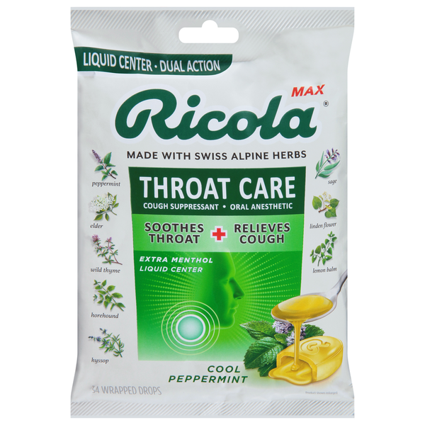 Ricola Max Throat Care, Cool Peppermint, Cough Drops Same-Day