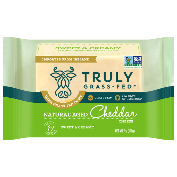 Truly Grass Fed Cheese, Cheddar, Natural Aged