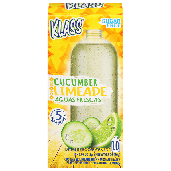 Klass Sugar Free On-The-Go Packets Cucumber Limeade Drink Mix