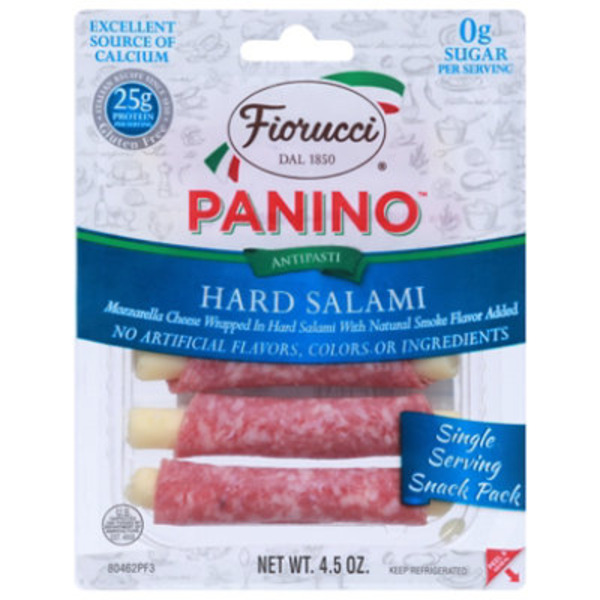 Fiorucci Hard Salami Wrapped Mozzarella Cheese Panino,  Easy to Open Packets,  Resealable Package