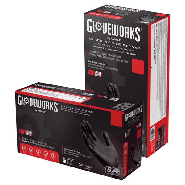 GlovePlus Nitrile Latex Free Industrial Disposable Gloves - Black - Small