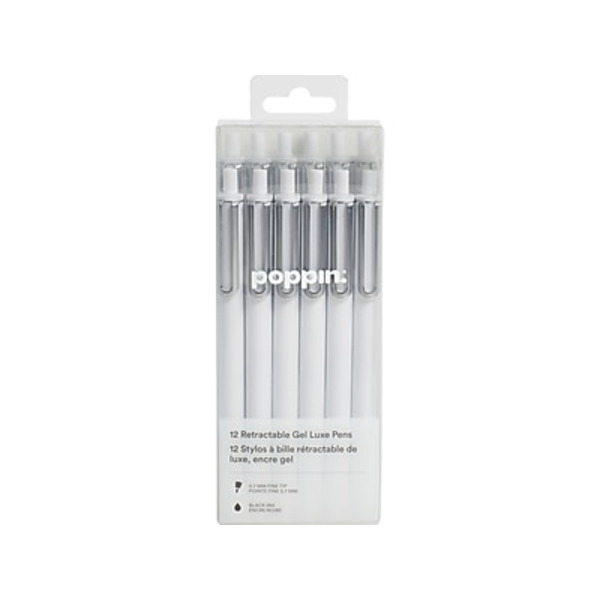 Poppin Fine Point Luxe Black Ink Retractable Gel Pen