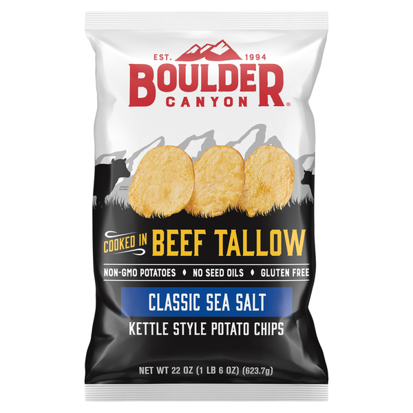 Boulder Canyon Beef Tallow Classic Sea Salt Potato Chips, 22 oz