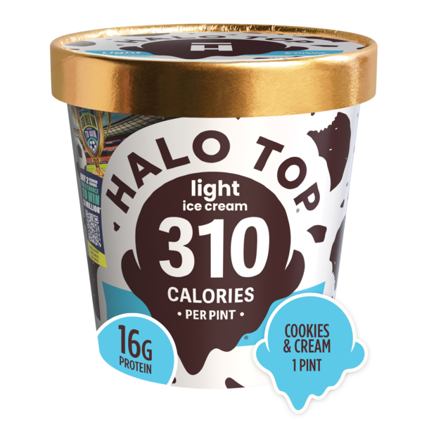 Halo Top Cookies and Cream Light Ice Cream Pint, 16 fl oz
