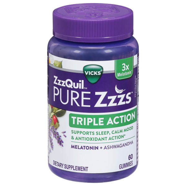 Vicks PURE Zzzs Triple Action, 6mg Melatonin Gummies Same