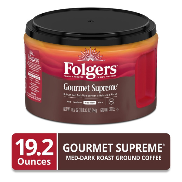 Folgers Gourmet Supreme Ground Coffee, Medium-Dark Roast Same-Day