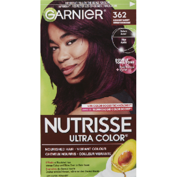 Garnier Shade 362 Double Tone Reds Burgundy Garnet Nutrisse Ultra Color ...