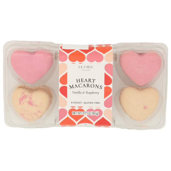 Le Chic Patissier Vanilla & Raspberry Heart Macarons 6 Pack Same