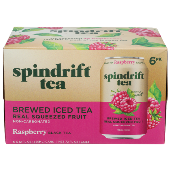 Spindrift Raspberry Black Brewed Iced Tea Real Squeezed Fruit 6 Pack