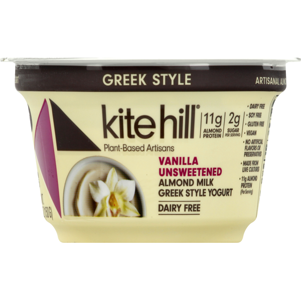 Kite Hill Yogurt, Dairy Free, Almond Milk, Vanilla, Unsweetened, Greek Style