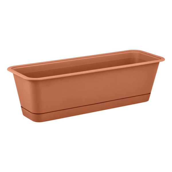 Vigoro Antonella Clay Plastic Rectangular Window Planter Box With Drainage Hole (24 In. L X 8.3 In. W X 6.8 In. H)